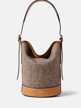 ISO - NOT FOR SALE Polo by Ralph Lauren Tan & Brown Plaid Bucket Shoulder Bag